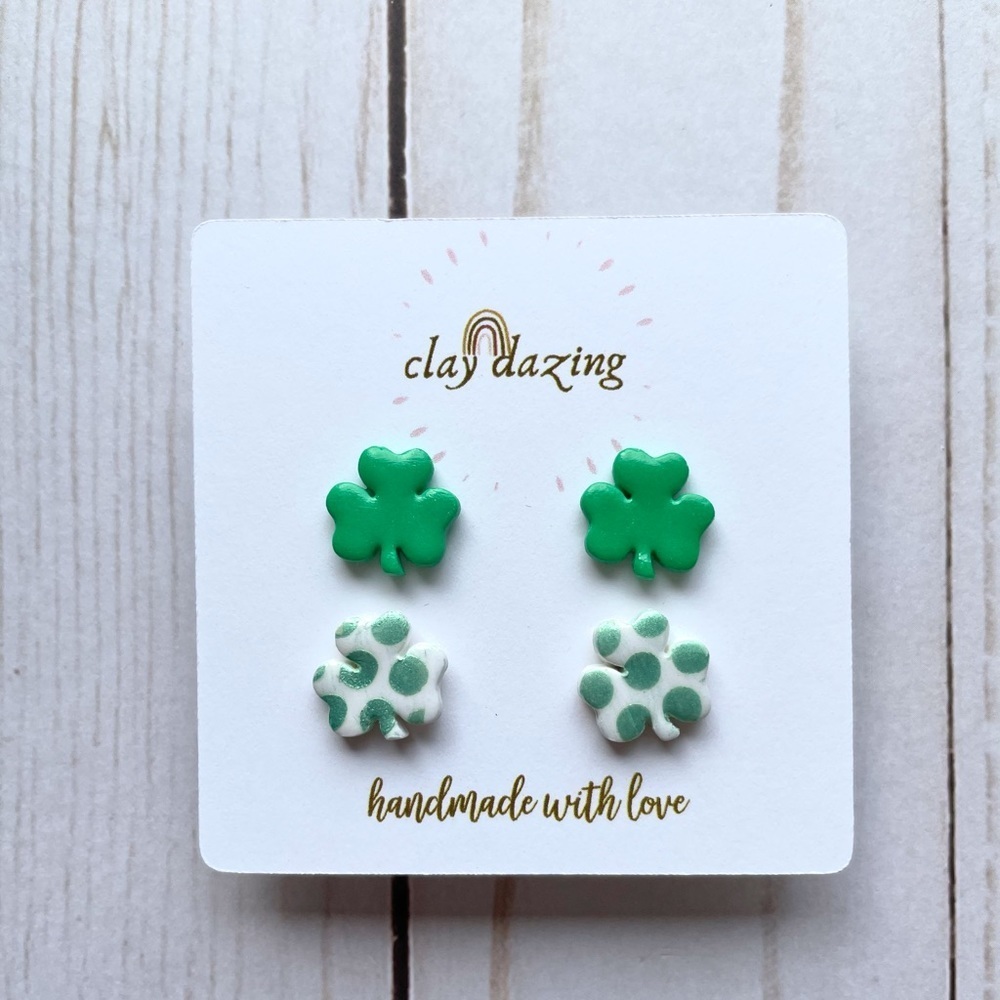 Handmade Clover stud earrings 🍀